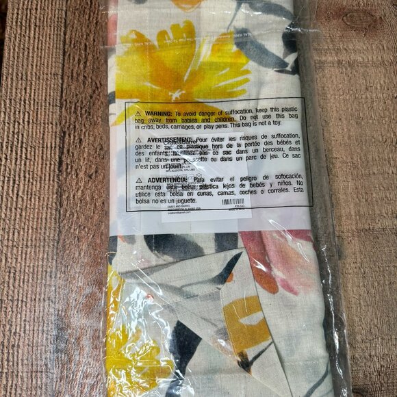 Crate&Barrel Table Runner 14x90in Vale Floral Natural Cotton Linen Blend - Picture 5 of 6